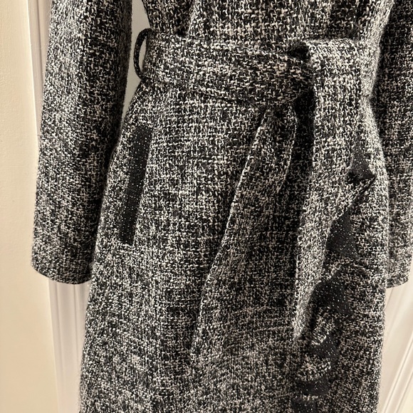 Tahari Wool blend Trench Coat Ruffle Size 10 - Picture 8 of 16